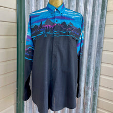 Load image into Gallery viewer, 1980's Vintage Western Blue Black Mountains L/S Cotton Shirt Sz XL - OOAK - Phoenix Menswear