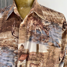 Load image into Gallery viewer, 1980's Vintage Western Deer Print Brown Cream L/S Shirt Sz L - OOAK - Phoenix Menswear