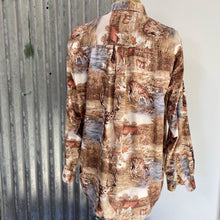 Load image into Gallery viewer, 1980's Vintage Western Deer Print Brown Cream L/S Shirt Sz L - OOAK - Phoenix Menswear