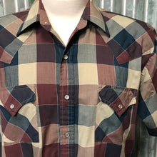 Load image into Gallery viewer, 1980's Vintage Western Shirt Burgundy, Blue Check S/S Sz XXL - OOAK - Phoenix Menswear