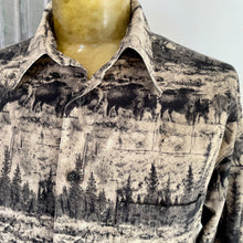Load image into Gallery viewer, 1980's Vintage Western Warm Cotton Flannel Buffalo Print Brown Cream L/S Shirt Sz M - OOAK - Phoenix Menswear