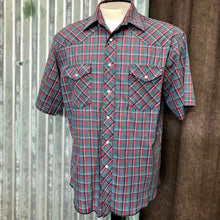 Load image into Gallery viewer, 1980's Vintage Wrangler Western Shirt Navy Green Burgundy Check S/S Sz M - OOAK - Phoenix Menswear