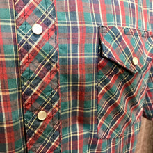 Load image into Gallery viewer, 1980's Vintage Wrangler Western Shirt Navy Green Burgundy Check S/S Sz M - OOAK - Phoenix Menswear
