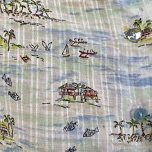 Load image into Gallery viewer, 1980's Women's Vintage Cotton S/S Shirt Light Tropical Island Print Palm Trees Made in Taiwan Sz M - OOAK - Phoenix Menswear