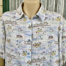 Load image into Gallery viewer, 1980's Women's Vintage Cotton S/S Shirt Light Tropical Island Print Palm Trees Made in Taiwan Sz M - OOAK - Phoenix Menswear
