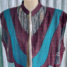 Load image into Gallery viewer, 1980's Women's Vintage Reversible Vest Top Purple Turquoise Green Woven Patches Pockets Sz L - OOAK - Phoenix Menswear