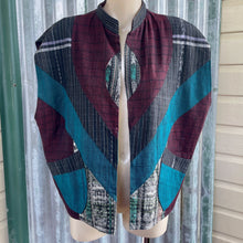 Load image into Gallery viewer, 1980's Women's Vintage Reversible Vest Top Purple Turquoise Green Woven Patches Pockets Sz L - OOAK - Phoenix Menswear