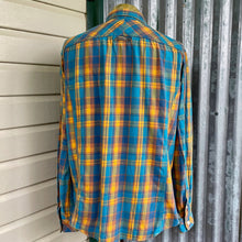 Load image into Gallery viewer, 1990's Diesel Turquoise Blue Yellow Check Cotton L/S Button Down Shirt Sz XXL - OOAK - Phoenix Menswear