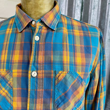 Load image into Gallery viewer, 1990's Diesel Turquoise Blue Yellow Check Cotton L/S Button Down Shirt Sz XXL - OOAK - Phoenix Menswear