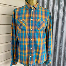 Load image into Gallery viewer, 1990's Diesel Turquoise Blue Yellow Check Cotton L/S Button Down Shirt Sz XXL - OOAK - Phoenix Menswear