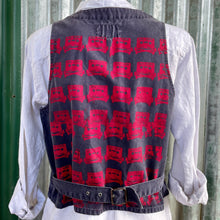 Load image into Gallery viewer, 1990's Vintage Armani Women's Printed Navy Red Cassette Tapes Cotton Vest Sz S - OOAK - Phoenix Menswear