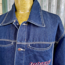 Load image into Gallery viewer, 1990s Vintage Blue Denim Jacket EmbroideredCobra Snake Johnny Blaze Sz XL - OOAK - Phoenix Menswear