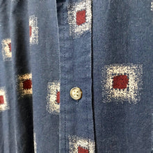 Load image into Gallery viewer, 1990's Vintage Blue Red L/S Shirt Abstract Design Sz XL - OOAK - Phoenix Menswear
