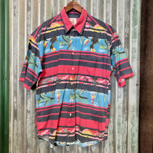 Load image into Gallery viewer, 1990's Vintage Blue Red S/S Shirt Abstract Design Sz M - OOAK - Phoenix Menswear