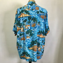 Load image into Gallery viewer, 1990's Vintage Hawaiian S/S Shirt Turquoise Blue Sz XL - OOAK - Phoenix Menswear