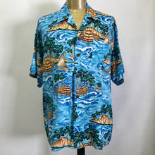 Load image into Gallery viewer, 1990's Vintage Hawaiian S/S Shirt Turquoise Blue Sz XL - OOAK - Phoenix Menswear