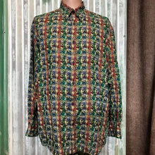 Load image into Gallery viewer, 1990's Vintage L/S Shirt Abstract Design Green Red Blue Sz XXL - OOAK - Phoenix Menswear