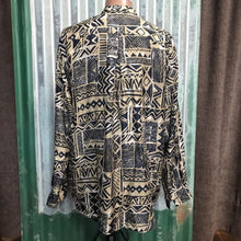 Load image into Gallery viewer, 1990's Vintage L/S Silk Shirt Abstract Print Mandarin Collar Sz XXL - OOAK - Phoenix Menswear