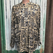 Load image into Gallery viewer, 1990's Vintage L/S Silk Shirt Abstract Print Mandarin Collar Sz XXL - OOAK - Phoenix Menswear