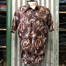 Load image into Gallery viewer, 1990's Vintage Polo S/S Shirt Abstract Swirl Print Brown Cream Sz XL - OOAK - Phoenix Menswear