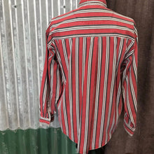 Load image into Gallery viewer, 1990's Vintage Red White Black Striped L/S Shirt Sz M - OOAK - Phoenix Menswear