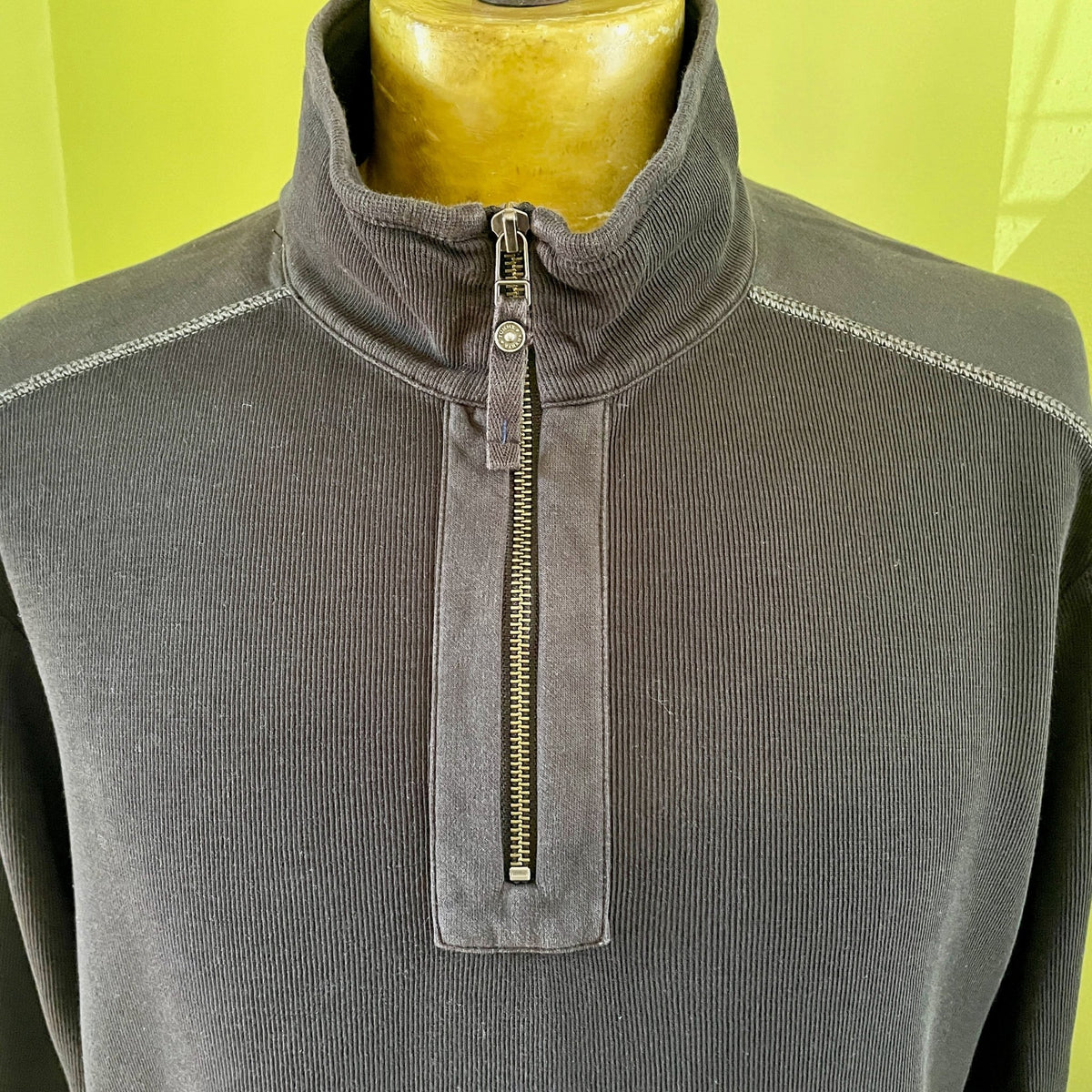 1990's Vintage Tommy Bahama Grey Cotton Jumper Pullover Zip Sz L