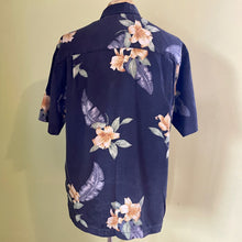 Load image into Gallery viewer, 1990's Vintage Tommy Bahama Silk Hawaiian S/S Shirt Navy Blue Floral Print Sz M - OOAK - Phoenix Menswear