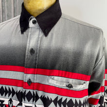 Load image into Gallery viewer, 1990's Vintage Western Aztec Black White Grey L/S Shirt Brooks & Dunn Sz L - OOAK - Phoenix Menswear