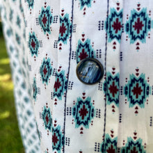 Load image into Gallery viewer, 1990's Vintage Western Geometric Print Blue White Cotton L/S Shirt Snaps Sz XL - OOAK - Phoenix Menswear