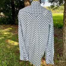 Load image into Gallery viewer, 1990's Vintage Western Geometric Print Blue White Cotton L/S Shirt Snaps Sz XL - OOAK - Phoenix Menswear