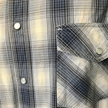Load image into Gallery viewer, 1990's Vintage Western Shirt Grey Blue Check S/S Sz M - OOAK - Phoenix Menswear