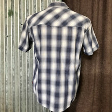 Load image into Gallery viewer, 1990's Vintage Western Shirt Grey Blue Check S/S Sz M - OOAK - Phoenix Menswear