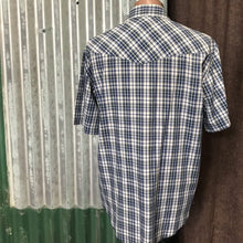 Load image into Gallery viewer, 1990's Vintage Western Wrangler S/S Shirt Blue White Check Sz L - OOAK - Phoenix Menswear