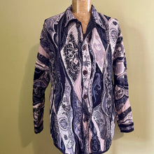 Load image into Gallery viewer, 1990's Vintage Wool Grey Blue Abstract Design Cardigan Jumper Made in Australia Sz M - OOAK - Phoenix Menswear