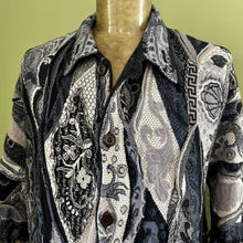 Load image into Gallery viewer, 1990's Vintage Wool Grey Blue Abstract Design Cardigan Jumper Made in Australia Sz M - OOAK - Phoenix Menswear