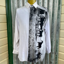Load image into Gallery viewer, 1990's Western Black White Horse Print L/S Sz M - OOAK - Phoenix Menswear