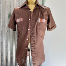 Load image into Gallery viewer, 1970/80's Vintage S/S Shirt Brown and Stripe Sz S - OOAK - Phoenix Menswear