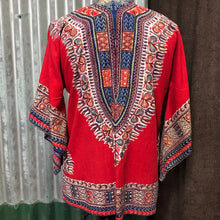 Load image into Gallery viewer, 1970's Hippie Shirt Red Blue Sz M - OOAK
