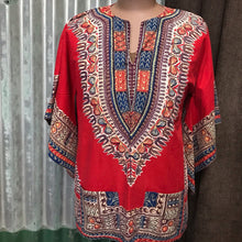 Load image into Gallery viewer, 1970's Hippie Shirt Red Blue Sz M - OOAK - Phoenix Menswear
