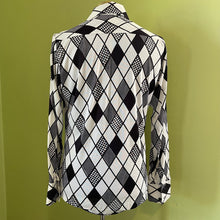 Load image into Gallery viewer, 1970s Classic Vintage L/S Shirt Black White Geometric Design Sz M - OOAK - Phoenix Menswear