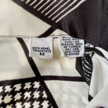 Load image into Gallery viewer, 1970s Classic Vintage L/S Shirt Black White Geometric Design Sz M - OOAK - Phoenix Menswear