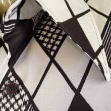 Load image into Gallery viewer, 1970s Classic Vintage L/S Shirt Black White Geometric Design Sz M - OOAK - Phoenix Menswear