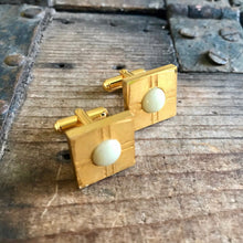 Load image into Gallery viewer, 1980's Vintage Cufflinks Gold with Oval White Stone - OOAK - Phoenix Menswear