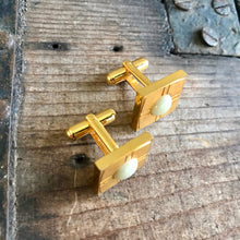 Load image into Gallery viewer, 1980's Vintage Cufflinks Gold with Oval White Stone - OOAK - Phoenix Menswear