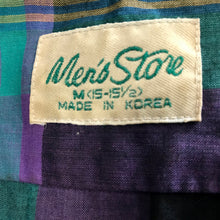 Load image into Gallery viewer, 1970's Vintage Western Check L/S Shirt Purple Blue Black Sz M - OOAK