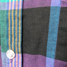 Load image into Gallery viewer, 1970's Vintage Western Check L/S Shirt Purple Blue Black Sz M - OOAK - Phoenix Menswear
