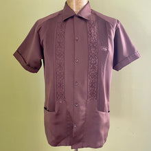 Load image into Gallery viewer, 1970's Vintage Brown Mexican Guayabera Embroidered S/S Shirt Sz L - OOAK - Phoenix Menswear