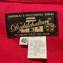 Load image into Gallery viewer, 1970s Vintage Red Linen Embroidered Guayabera S/S Shirt Pockets Sz XXL - OOAK - Phoenix Menswear