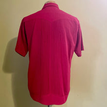 Load image into Gallery viewer, 1970s Vintage Red Linen Embroidered Guayabera S/S Shirt Pockets Sz XXL - OOAK - Phoenix Menswear