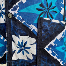 Load image into Gallery viewer, 1970's Hawaiian Bark Cloth Floral S/S Shirt Blue White Made in Australia Sz M - OOAK - Phoenix Menswear